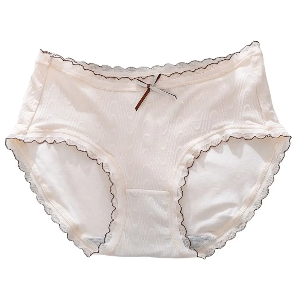 مرونة Bowknot الدانتيل المطبوعة ملخصات منتصف الخصر العشير القوس سراويل الدانتيل القطن المنشعب النساء الملابس الداخلية النساء