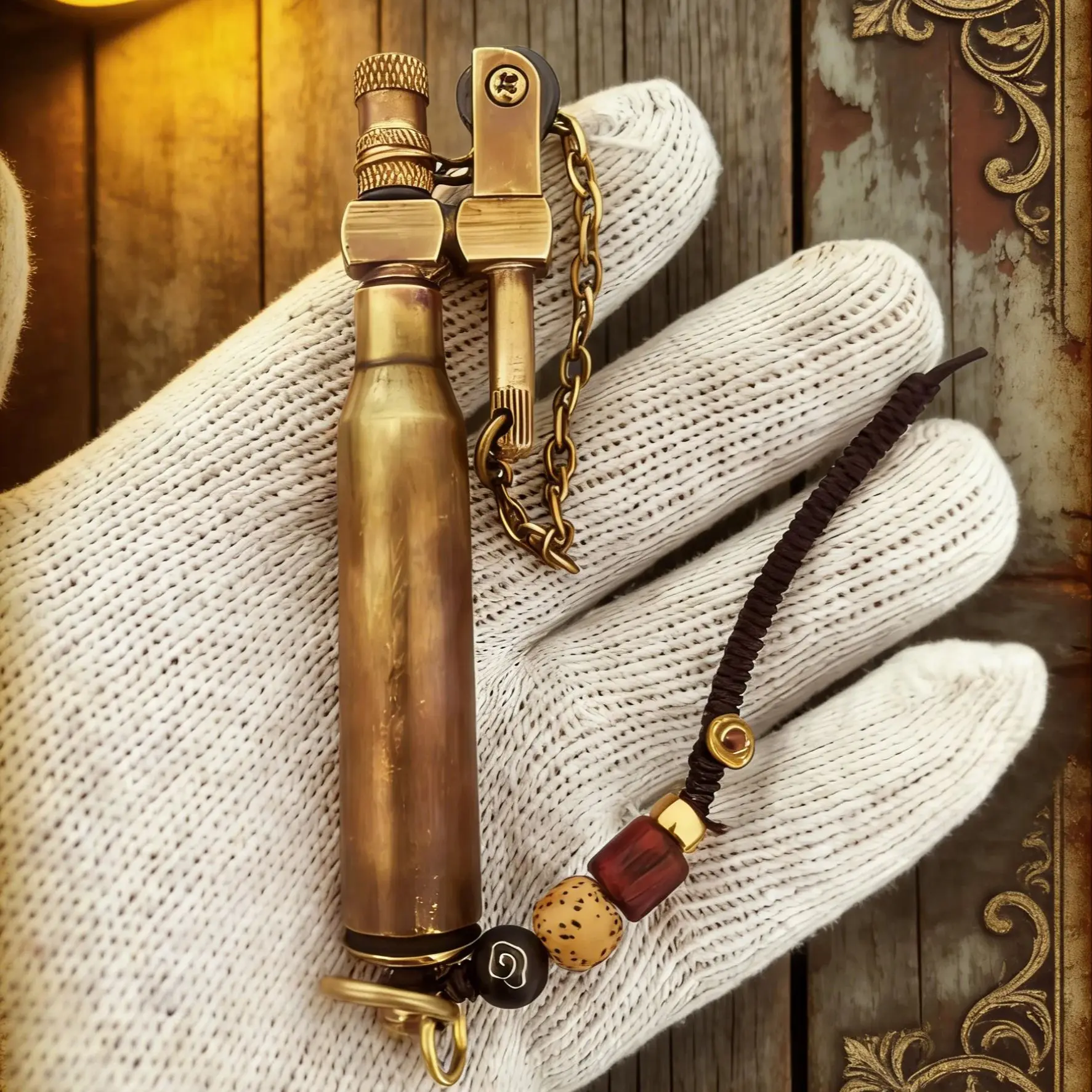 Retro Bullet Shell Transformation Brass Gasolines Lighter Fuel Retro Fine Grinding Wheel Lighter Handmade Gift