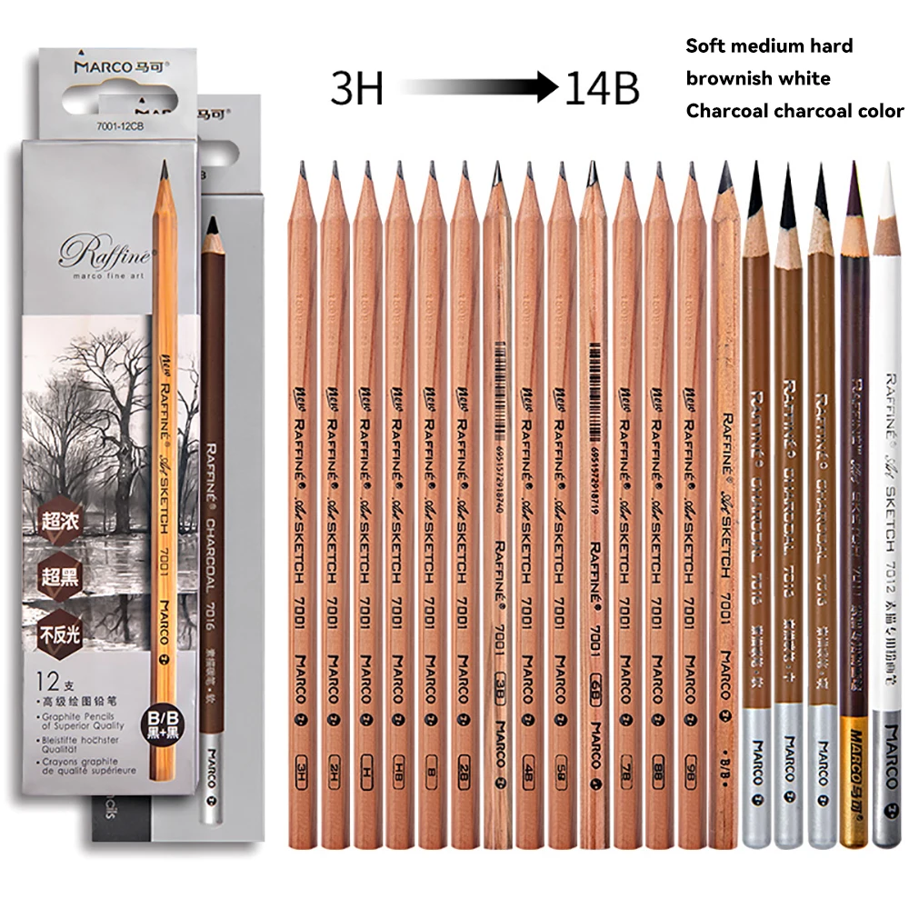 5/6/7/12 PCS Charcoal Graphite Sketch Pencils Set Drawing Sketching Pencils for Artists Beginners Stationery Art Supplies