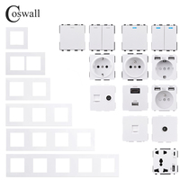COSWALL E20 Series White PC Panel Wall Switch EU French Socket HDMI-compatible USB Type-C 18W Fast Charger TV RJ45 Module DIY