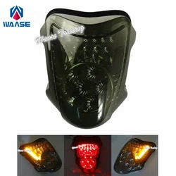 waase For Suzuki Hayabusa GSXR1300 GSX-R1300 GSX1300R 2008-2020 Chrome Rear Tail Light Brake Turn Signals Integrated LED Light