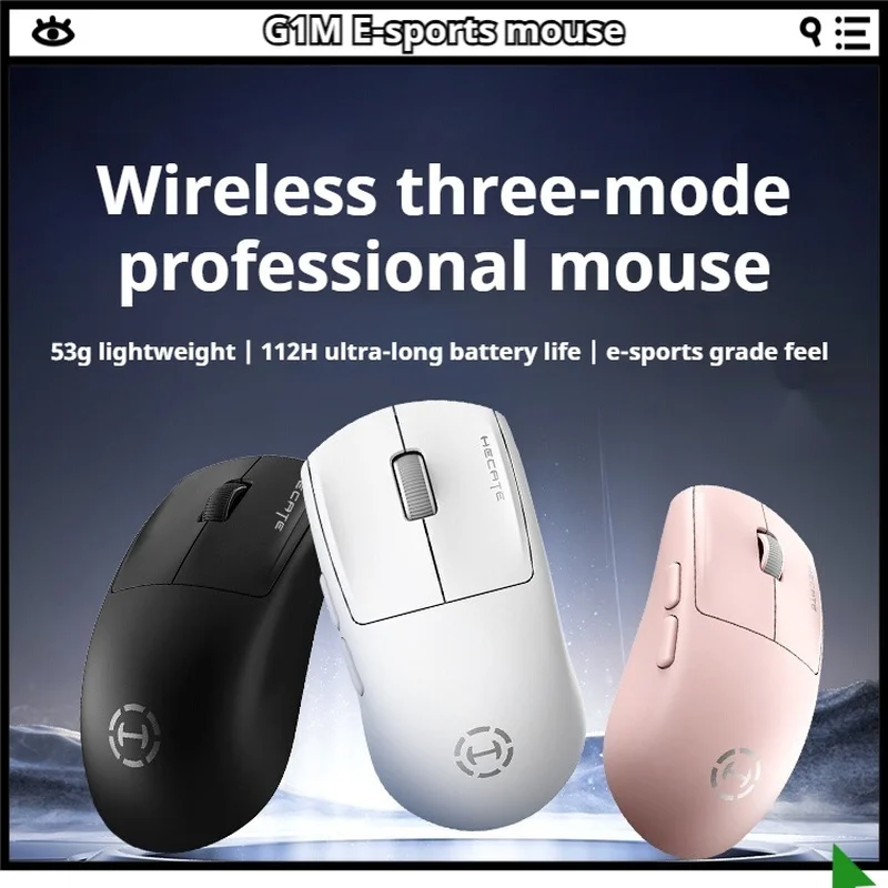 G1M Gaming Mouse Wireless Technology 2.4G Bluetooth Light Weight Design Ultra-Low Latency Ultra Long Battery Life Six DPI Levels
