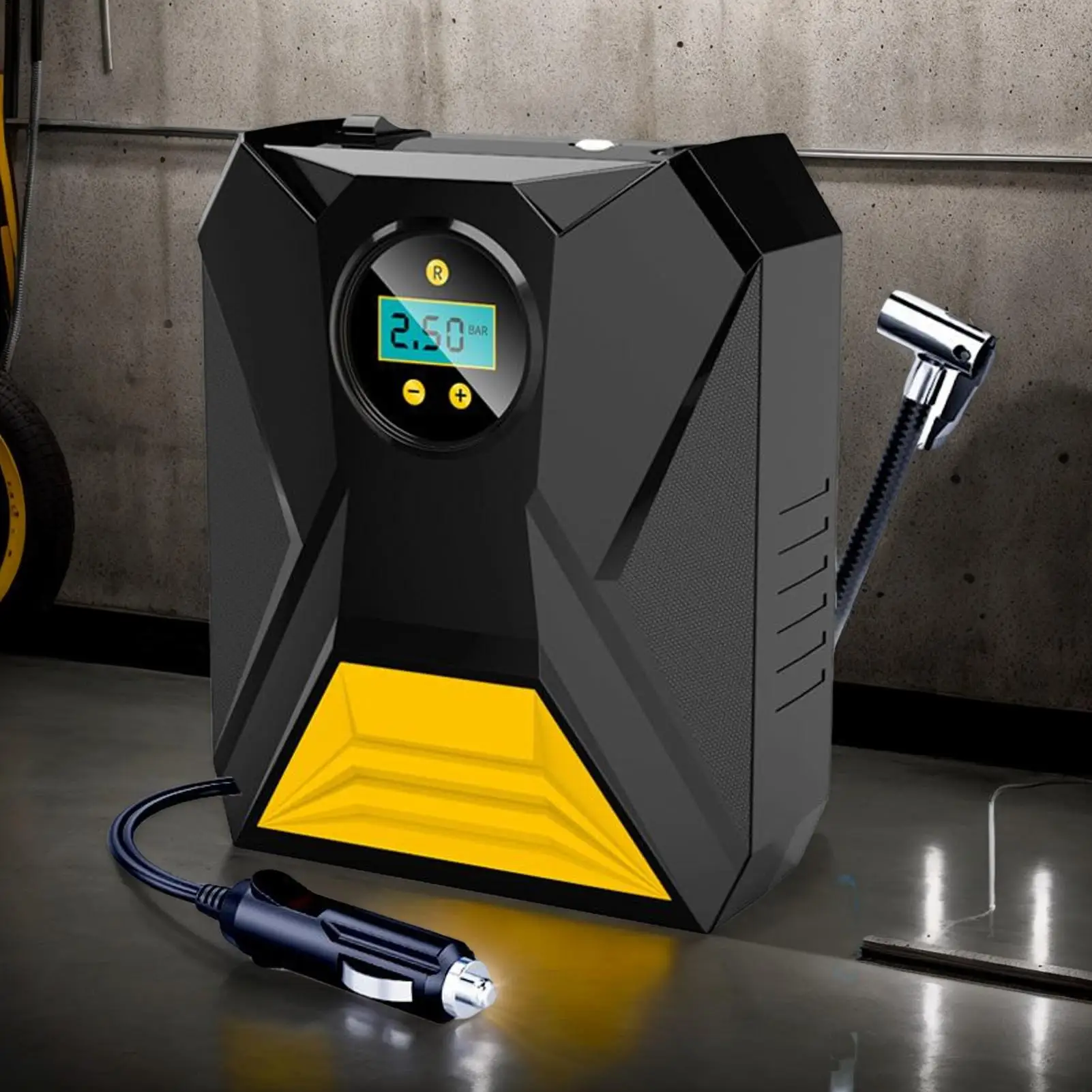 

Воздушный насос, портативный насос для накачивания шин для автомобиля, 12 В, цифровой дисплей, электрический манометр для автомобильного велосипеда, грузовика, мотоцикла, велосипеда