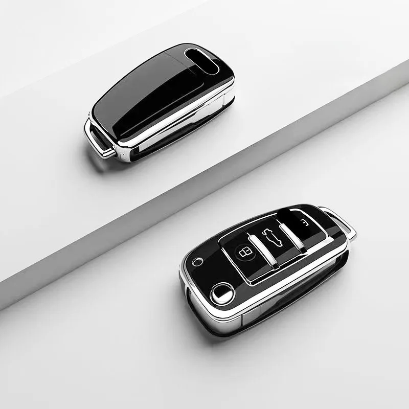 Soft TPU Car Flip Key Case Cover Shell for Audi Q5 Q3 A4 A6 A3 A1 A5 A7 8P 8L 8V B6 B7 C5 C6 Q7 4F S3 S4 S6 RS RS3 TT Accessory