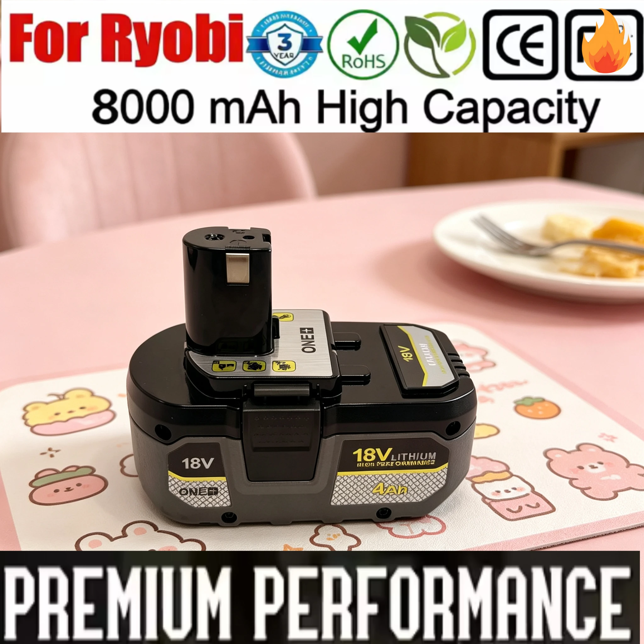 

2026 Upgraded RYOBI ONE+ 18V 5.0/6.0/8.0Ah Lithium Battery, High Capacity for Long Runtime with All ONE+ Cordless Power Tools