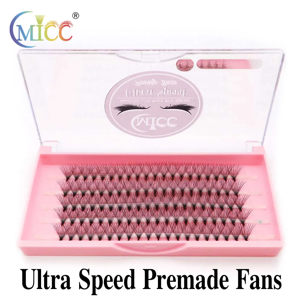 Cmicc Ultra Speed Premade Fans Eyelash Extensions 5D-14D Russian Volume Faux Mink Individual Lashes 100% Handmade New Packages
