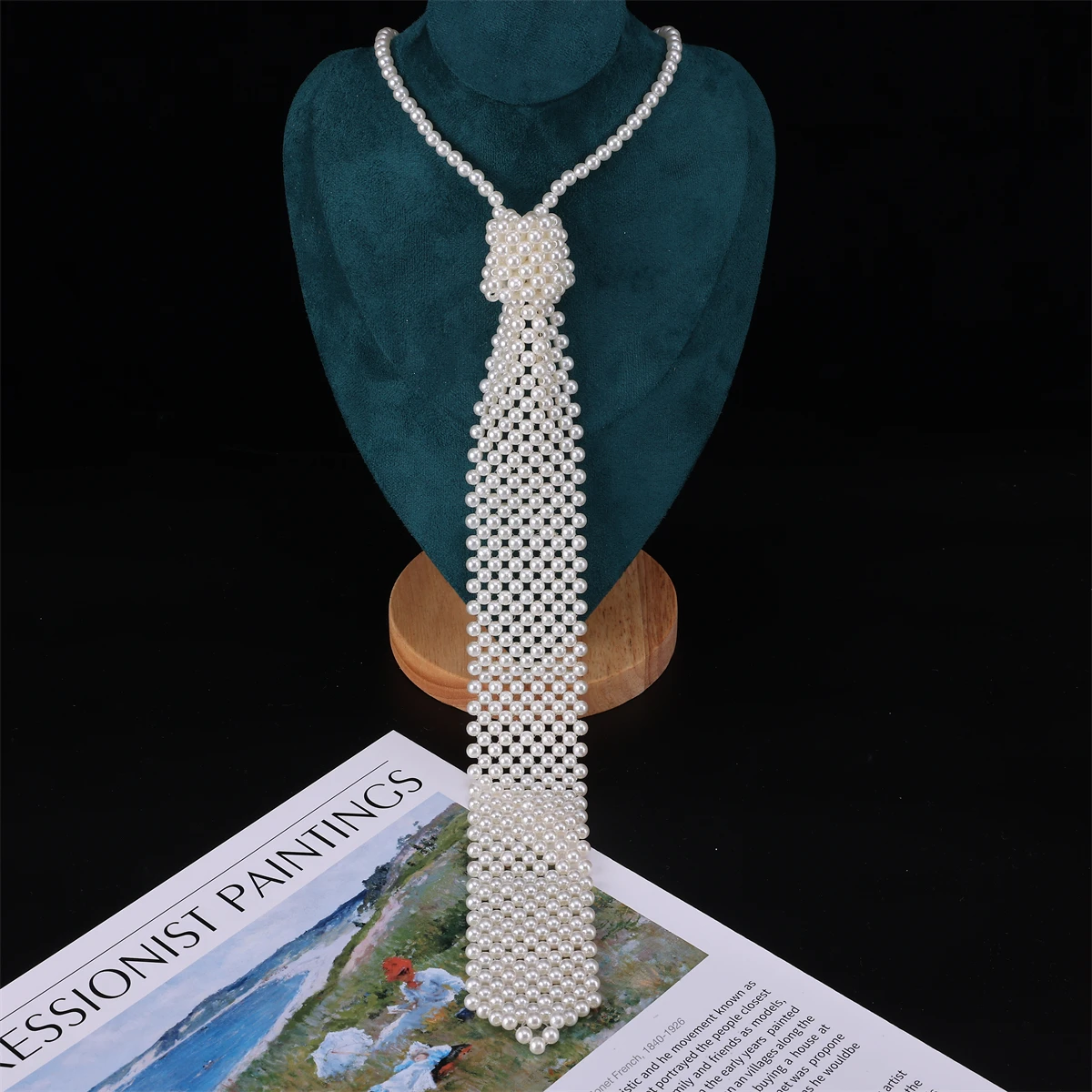 

Chic Handmade Pearl Tie Necklace Beaded Design Trendy Accessory For Daily Outfits Parties Fashion Shows