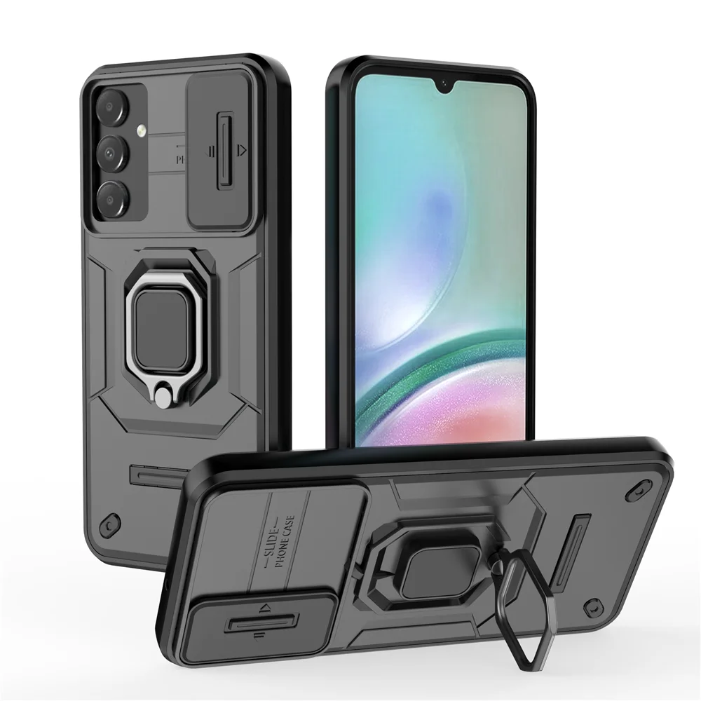 For Samsung Galaxy A15 A25 A26 A36 A56 5G Luxury Ring + Movable Window Back Cover Armor Case For Samsung A15 A 15 Phone Case