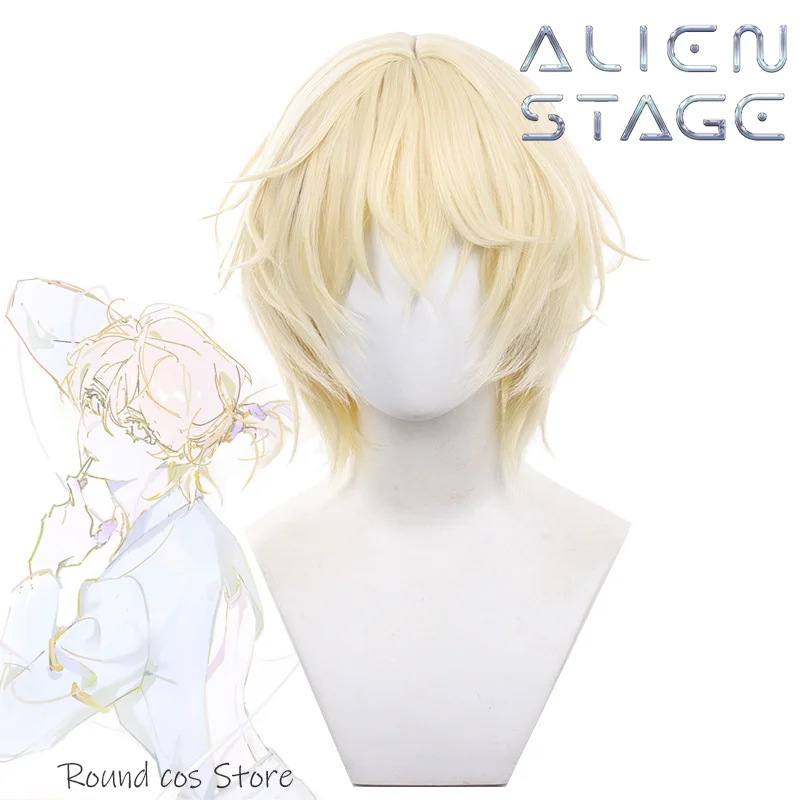 Anime Alien Stage Luka Cosplay Treccia di capelli corti gialli Parrucche sintetiche resistenti al calore Accessorio di abbigliamento unisex Halloween Prop