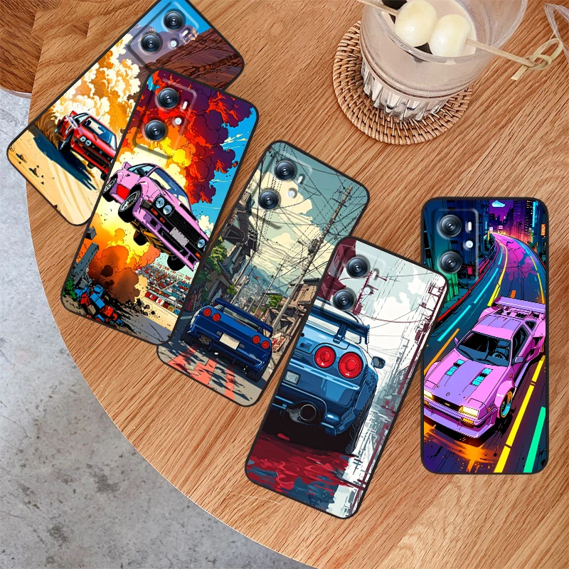 

Automobile Sports Car Art For OPPO Find X6 X5 X3 A54S A5 A94 A16 A53S A57 A74 A72 A98 A78 A96 A9 5G Black Funda Phone Case