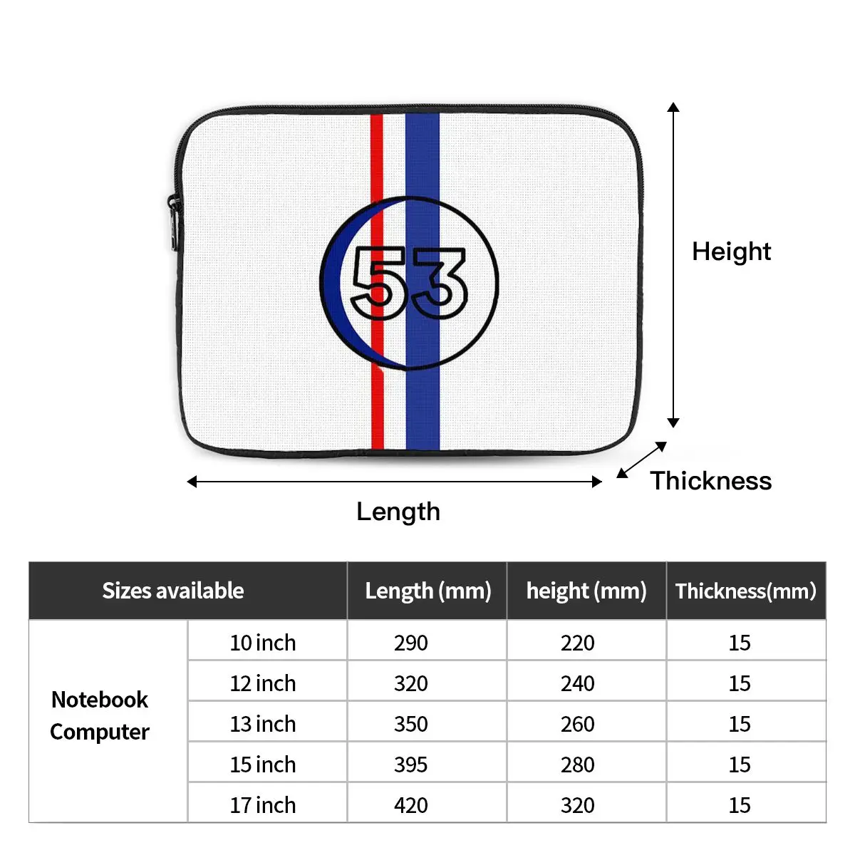 Herbie Number 53 Notebook Laptop Bag Case Pouch 10 12 13 15 17 Inch For Macbook Air Pro Tablet Shockproof Case Bag