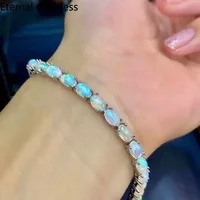 925 Sterling Silver Natural Opal Simple Bracelet Colorful Stone Bracelet Women's Fine Wedding Jewelry 24 Pc 4*6mm Fine Jewelry - Image 4