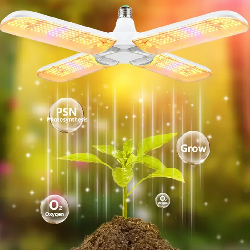 Phytolamp Bulb For Indoor Plants Flower Seedling 2/3/4 Fan leaf Foldable LED Grow Light Full Spectrum E27 Plant Growing Light