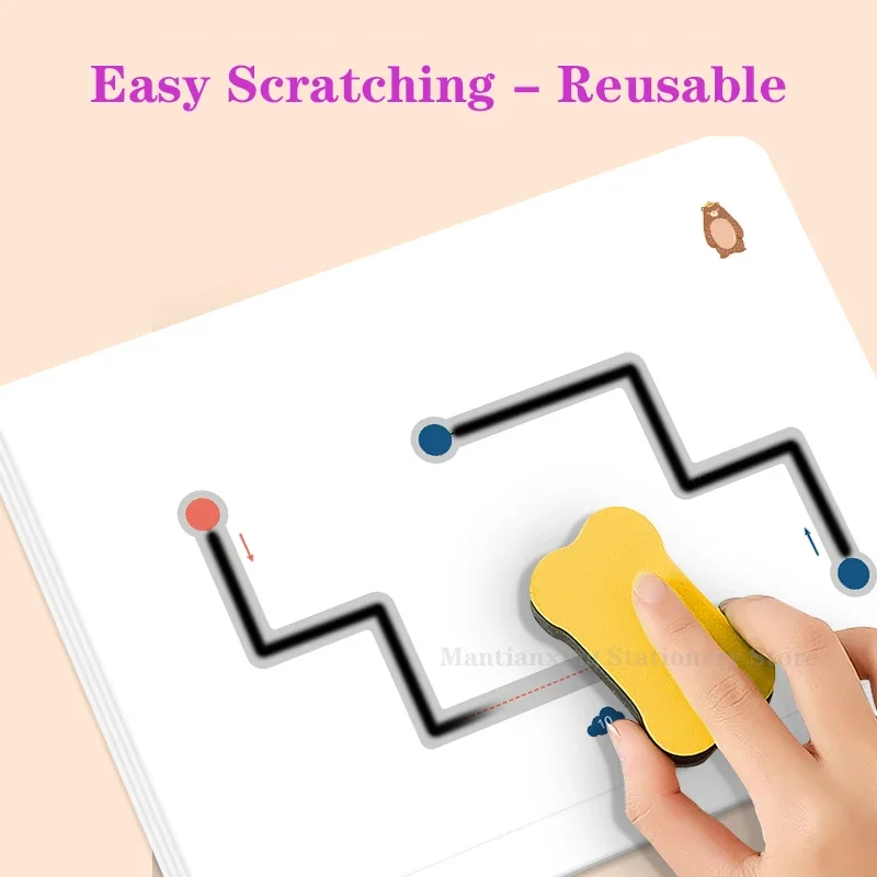 Children's Magic Practice Book Magic Tracking Manual Montessori Pen Control Training Card Reusable Tracking Education Book