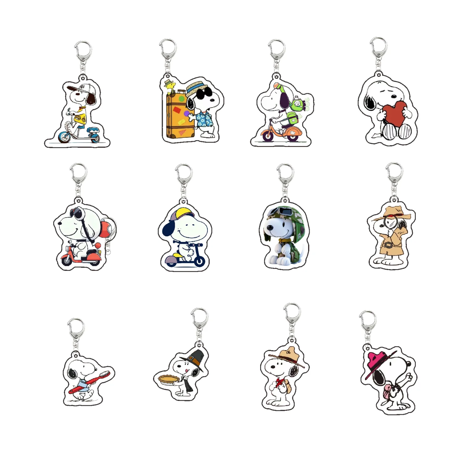 Snoopy Cartoon Keychain Cute Creativity Gift Anime Peripheral Keychain Acrylic Mobile Phone Backpack Zipper Pendant Wholesale