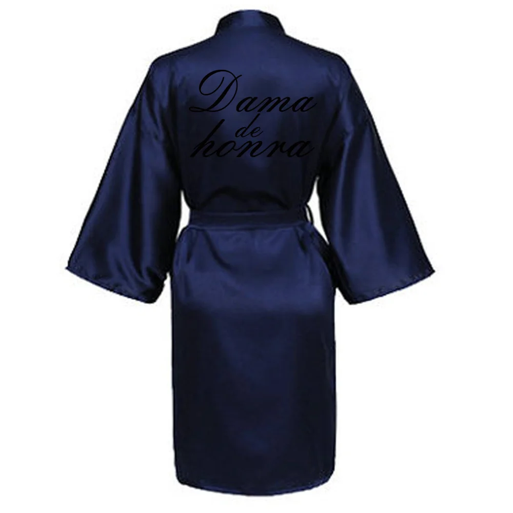 Portuguese Women Faux Silk Short Night Printing Robe Kimono Robe Fashion Bath Robe Sexy Bathrobe Femme Wedding Bride Bridesmaid