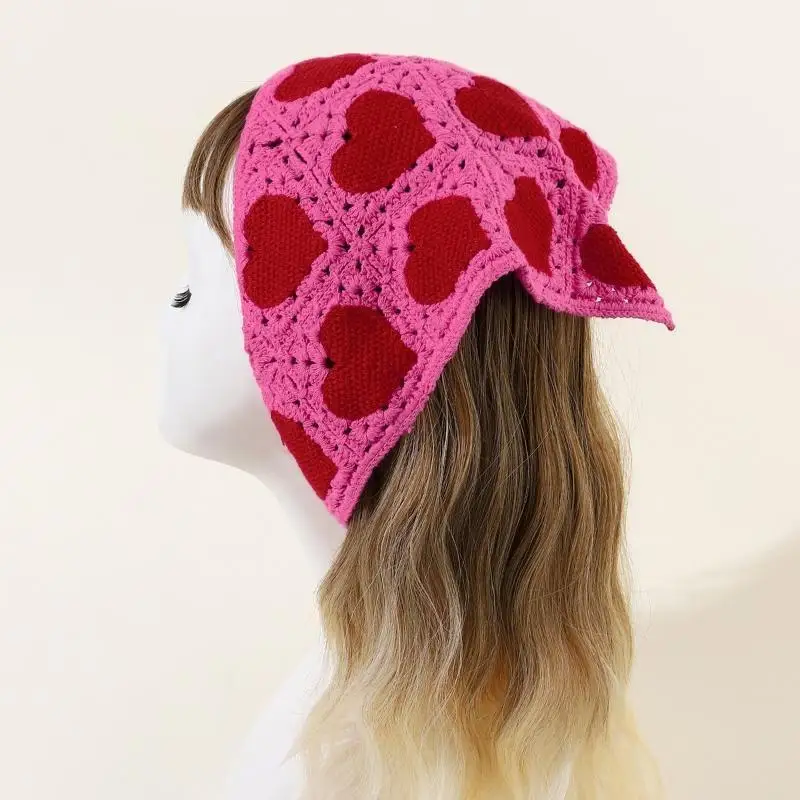 Bandanas pastoraux délicats pour enfants adultes, Turban en Crochet avec cœur, 652F
