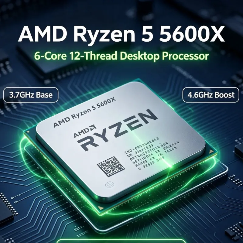 Processor Ryzen 5 5600X 6 Core 12 Thread 3.7GHz 7NM 65W AM4 Desktop Gaming CPU