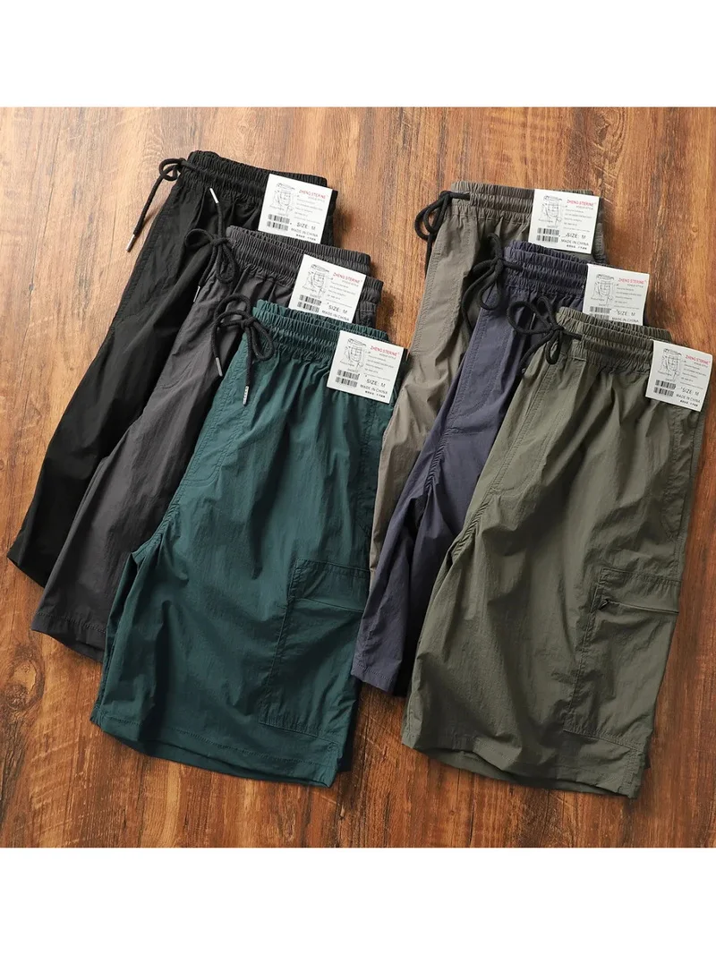 

Легкие дышащие мужские рабочие шорты для лета, спортивные повседневные брюки с высокой эластичностью, приятные к телу, с эффектом охлаждения, длиной до колена