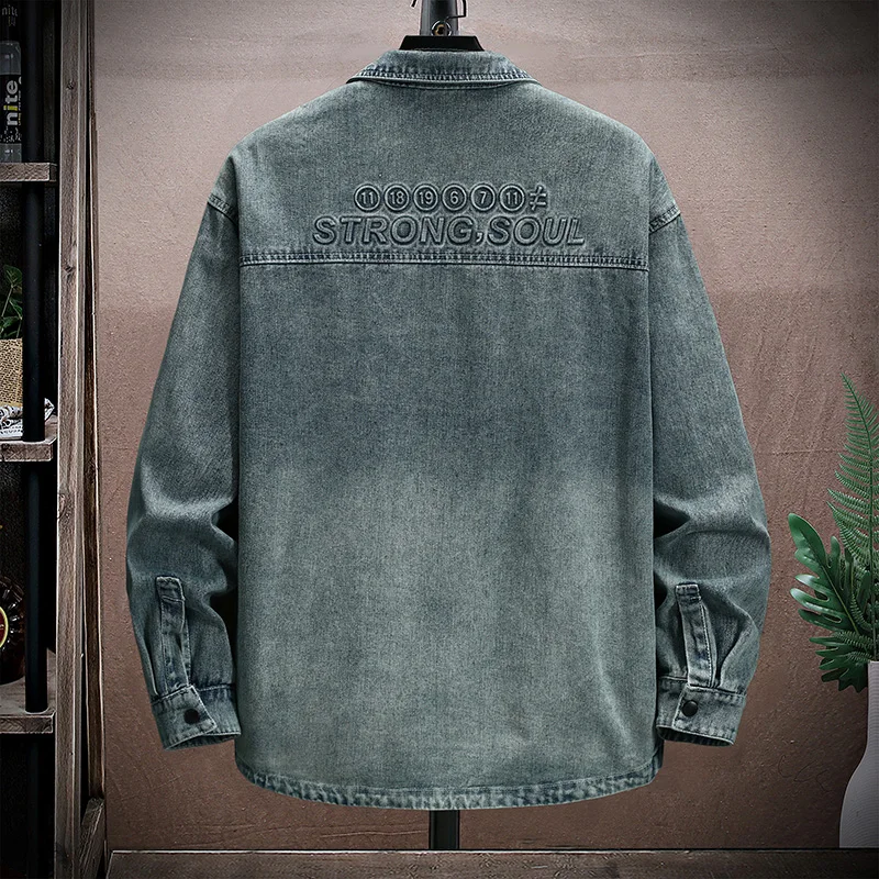 Casual Men's Washed Cotton Denim Shirts 2025 Spring Autumn Hip Hop Streetwear Slim Fit Jackets Cowboy Retro Jeans Youth Top Coat