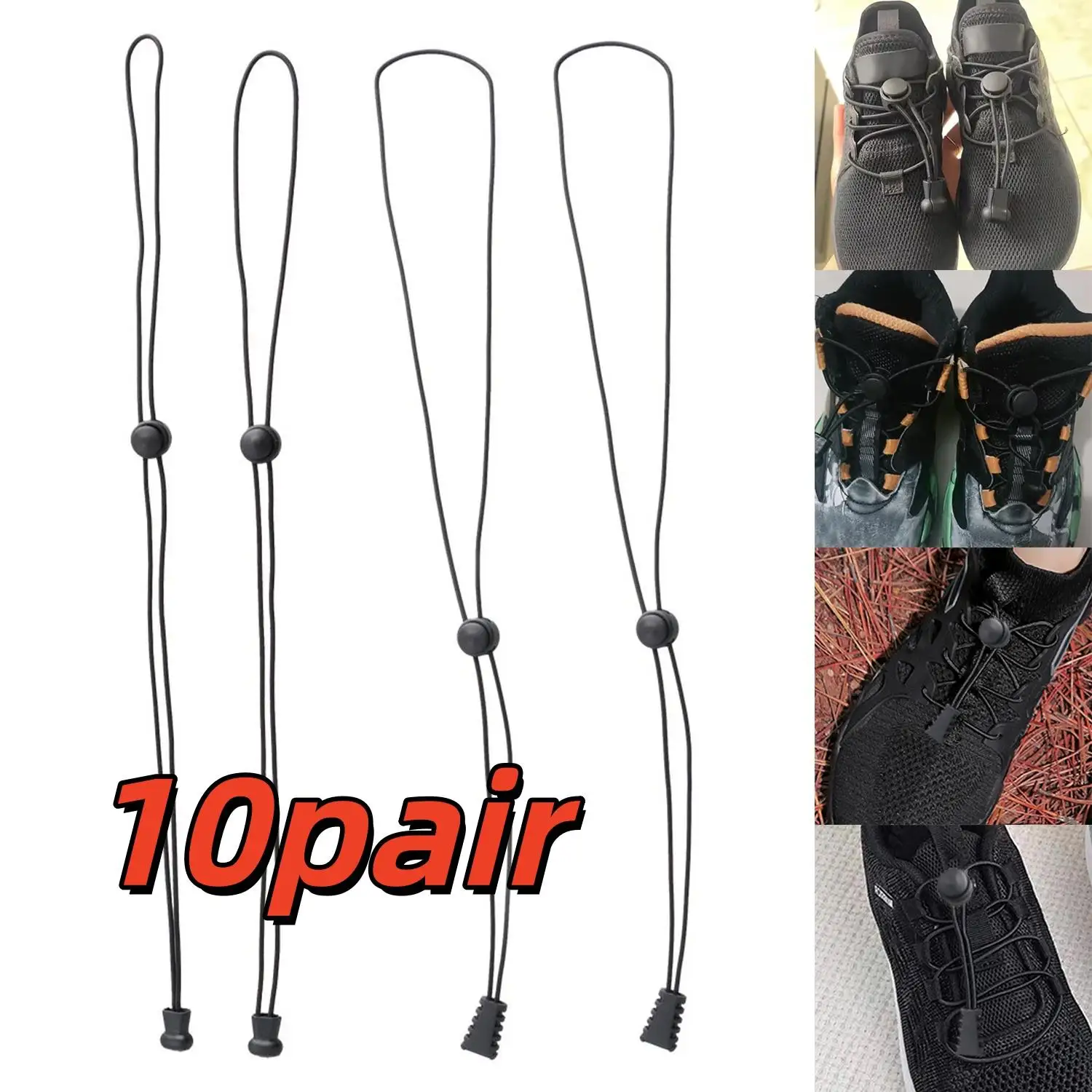 1Pair Shoelaces For Sneaker Elastic No Tie Shoe Laces Stretching Lock Lazy Laces Quick Shoelace Round Shoestrings