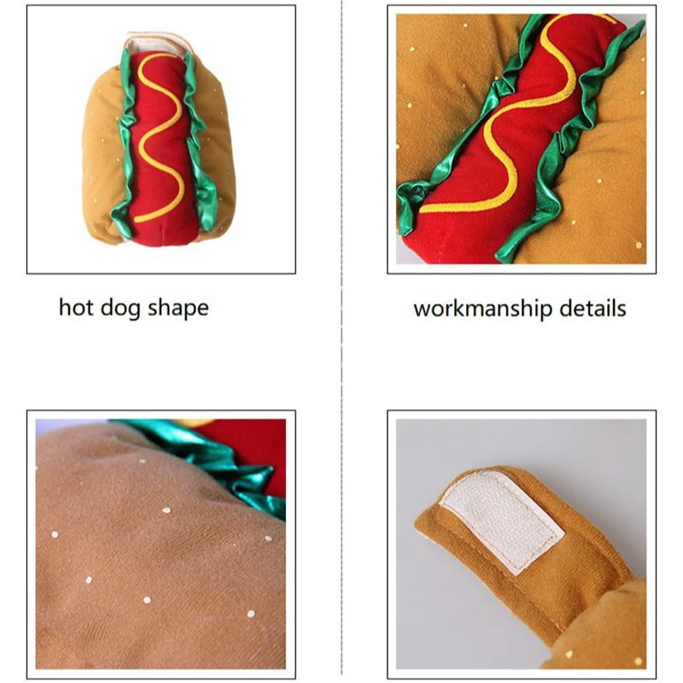 NONOR Pet Costume Hot Dog a forma di bassotto salsiccia vestiti regolabili divertente scaldino per cucciolo di cane gatto forniture