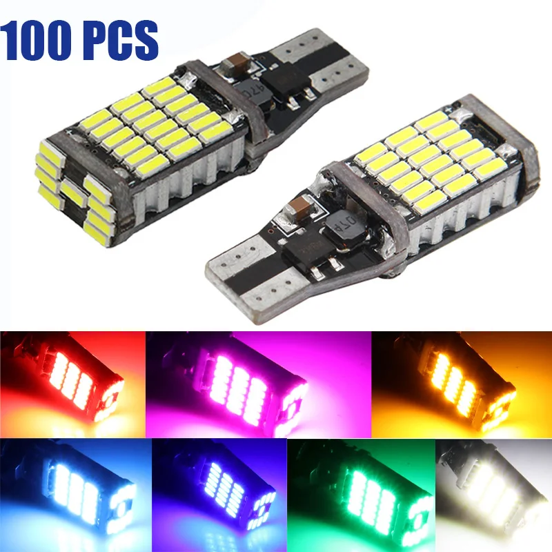 

100PCS T15 W16W 921 912 T16 902 LED Bulbs High Power 45pcs 4014SMD Super Bright 1200LM Replace For Car Reversing Light 12v white