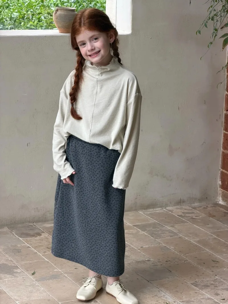 Korean Children's Clothing 2026 Autumn New Girls' Base T-shirt Layer Solid Semi-high Neck Patchwork Loose Innerwear