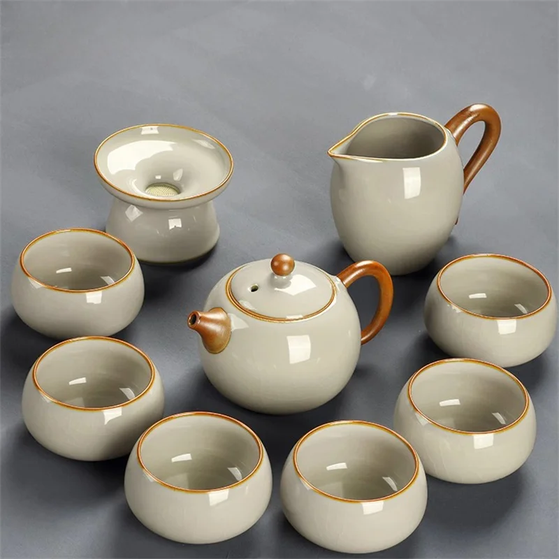 

Chinese Sle Cercs Gongfu Tea Set for Office And Home Living Room Handmade Tea Pot And Cup Set for 7 to 9 People