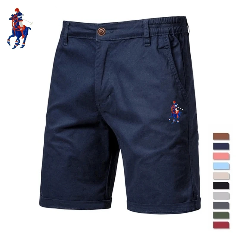 Pantalones cortos informales de algodón puro para hombre, Shorts de negocios de cintura media, elásticos de playa, Chinos clásicos, ajustados, Verano