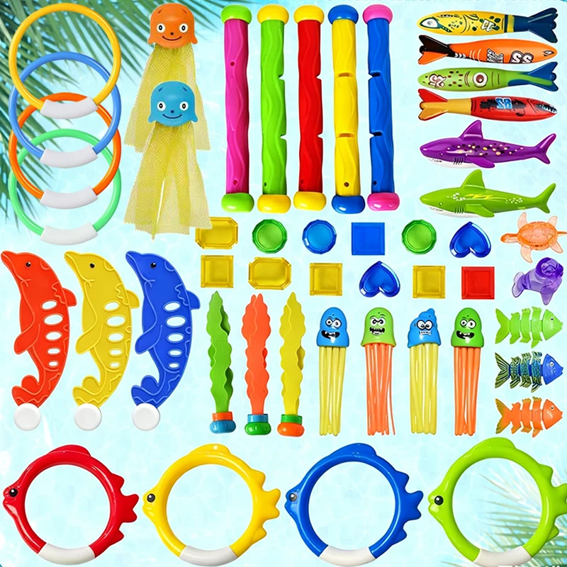 Accesorios para piscinas, decoración inflable para piscinas, accesorios para caza del tesoro, juego de buceo, anillos de agua con forma de pez torpedo, regalos de delfines TMZ