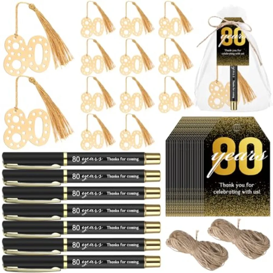

50 Set Birthday Party Favor for Guest Anniversary Party Favor Golden Birthday Bookmark Thanks Coming Pen with Tag Appreciation