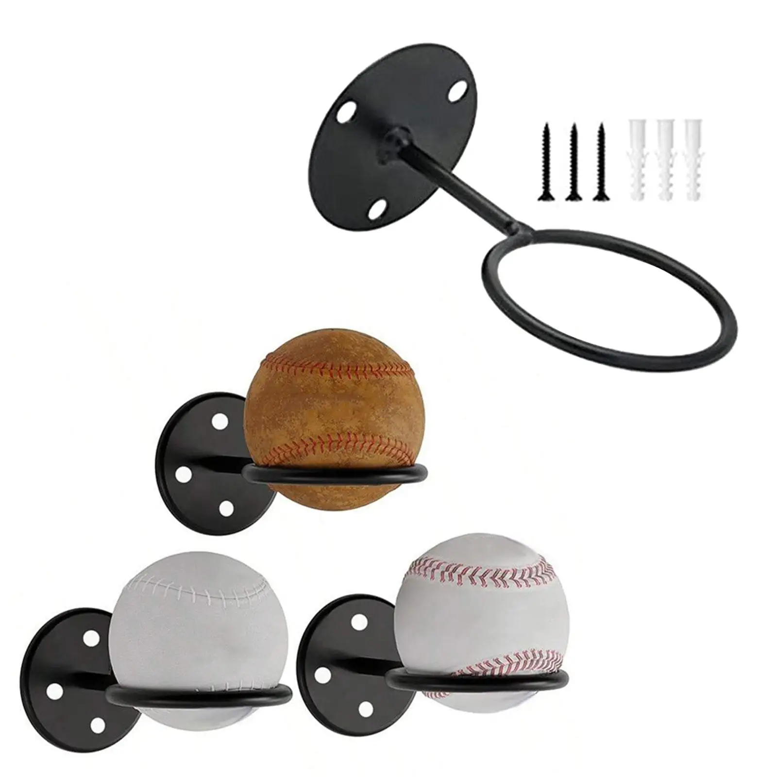 Baseball Wall Holder, Baseball Hanger, Multipurpose Display Stand, Wall Mount, Iron Baseball Storage Rack for Memorabilia