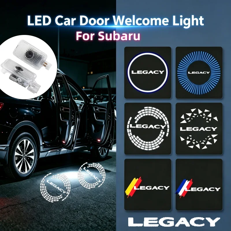 2Pcs LED Ghost Logo Projector Car Door Welcome Courtesy Shadow Light For Subaru Legacy BE BH 2010‑2017 Auto Exterior Accessories