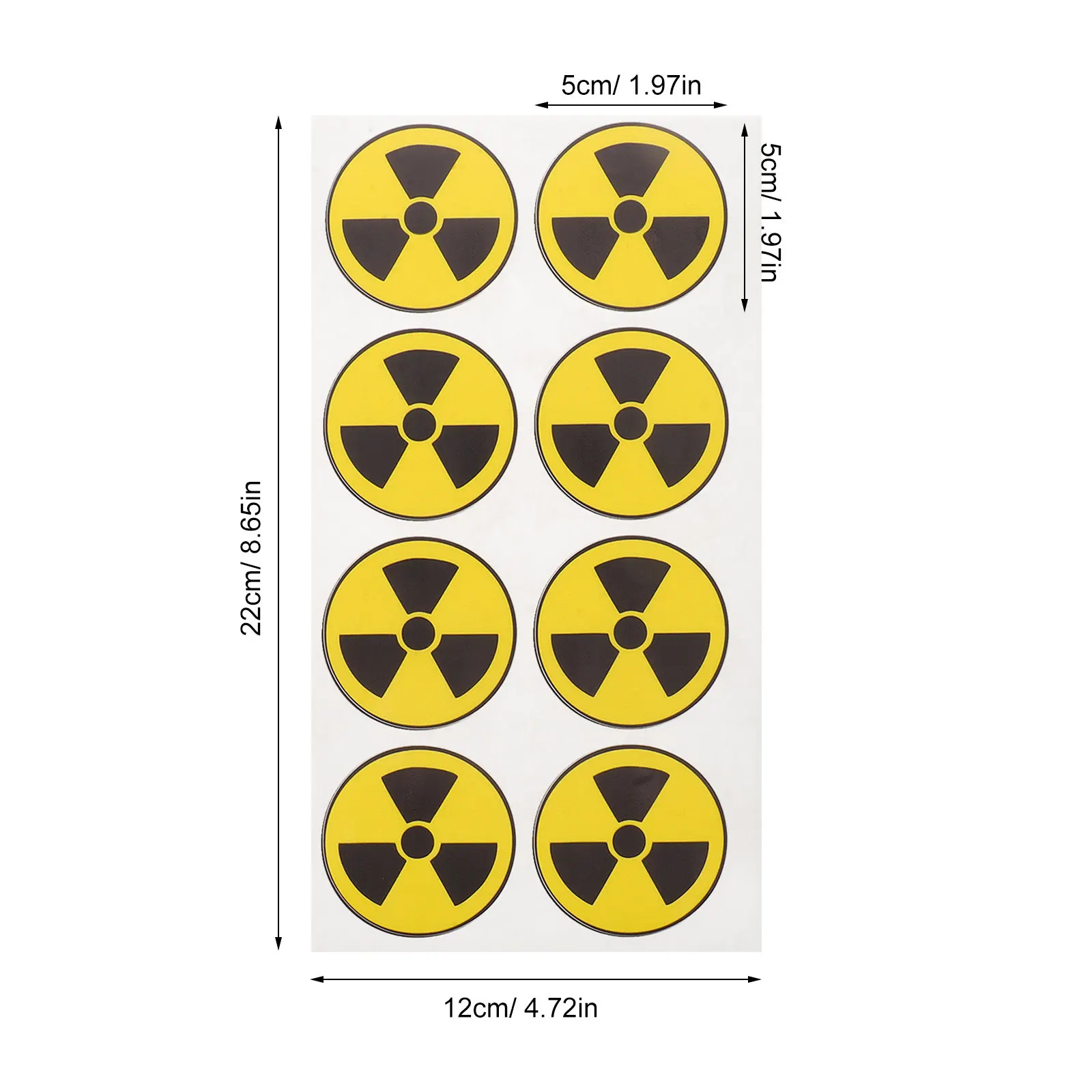 24Pcs Radiation Warning Stickers 5Cm Round Coated Paper Yellow Black Hazard Labels for Industrial Labs Hospital Equipment Safety