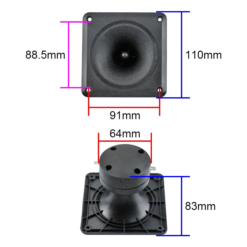 4 inch 110*110mm Square Horn Tweeter Stage Speaker Piezoelectric Ceramic High Power Speaker accessories 2.2k-27khz 2PCS