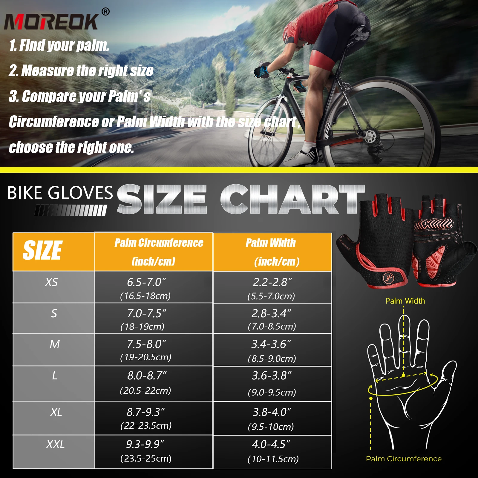 MOREOK Unisex Sports Gloves Fingerless Lycra MTB Road Bicycle Gloves 5MM Gel Pad Outdoor Anti-slip Bike Cycling Gloves Men Women