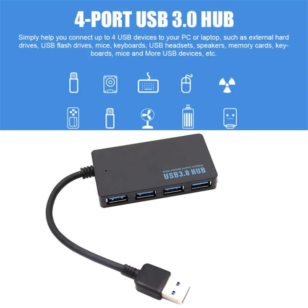  Up to 5Gbps Ultra-thin 4-port USB3.0 HUB USB 2.0 Splitter For Multi-device Computer Laptop