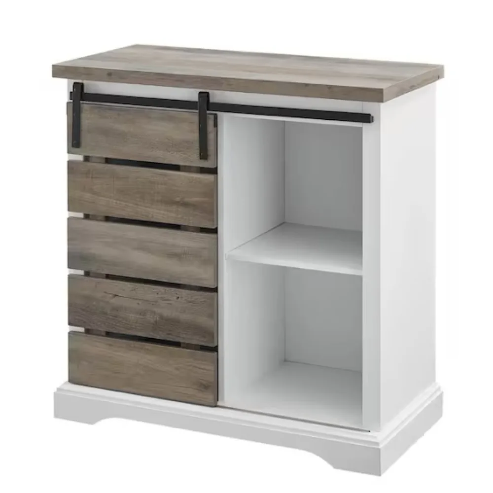 

Willa Modern Farmhouse Sliding Single Slat Door Storage Console