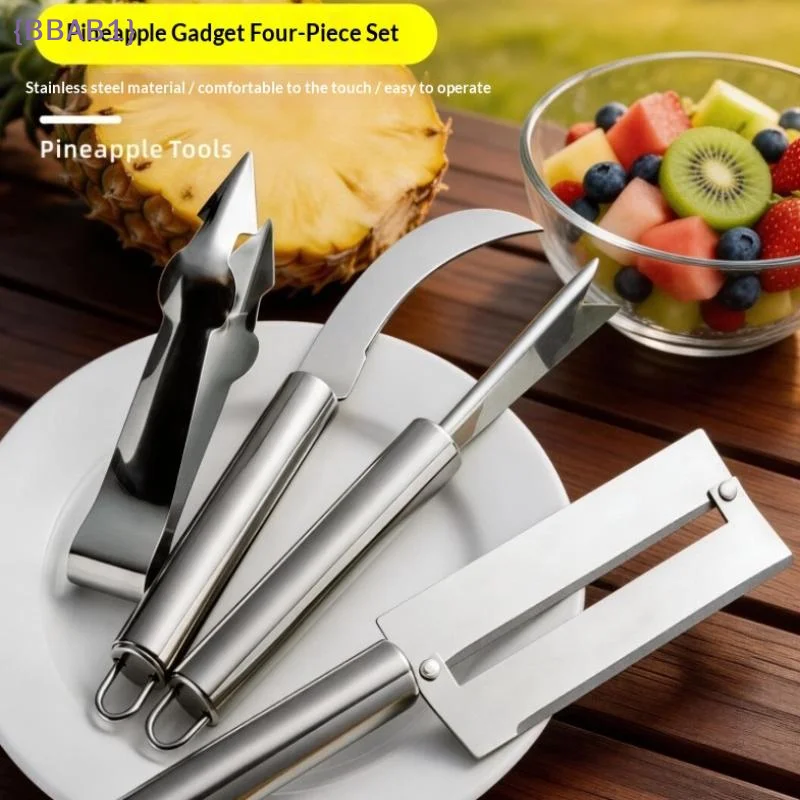 【AB1】4Pcs/set Stainless Steel Pineapple Peeler Multifunctional Fruit Carving Knife Pineapple Slicer And Cutter Kitchen Gadgets