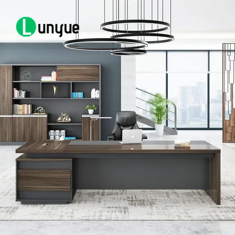 Modern Simple Executive Desk Boss Table Manager Office Desk with Chair Single Workstation for Supervisor President Home