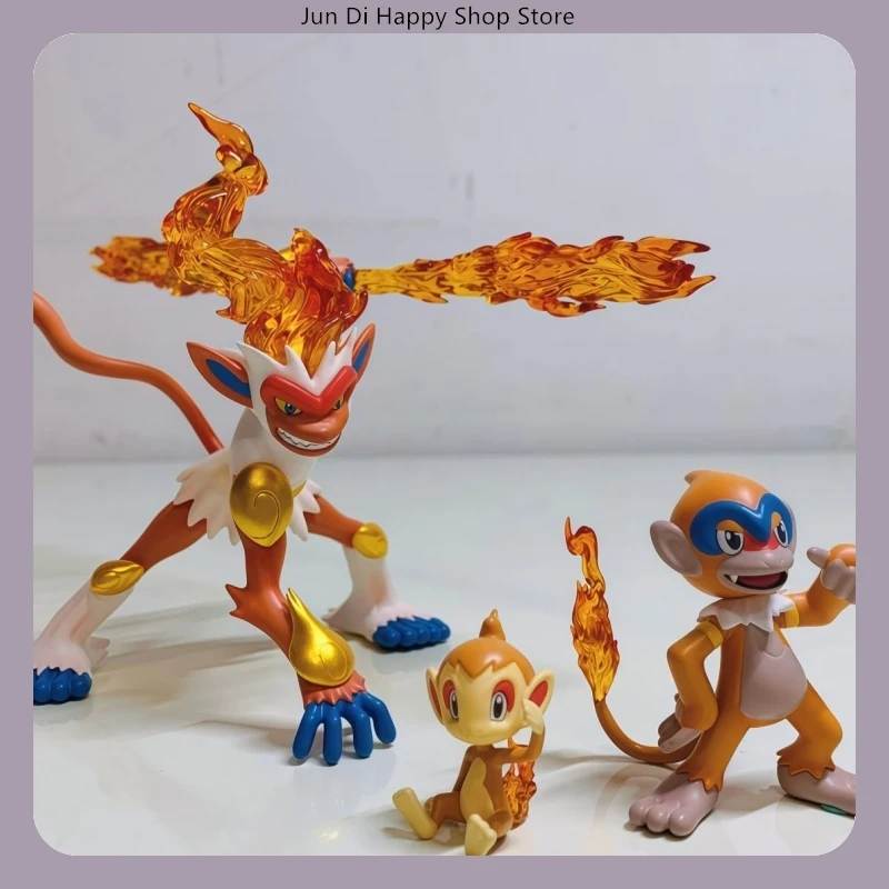 Chimchar Monferno Infernape Evolution Set Anime Figur Modell Statue Sammlung Desktop Dekoration Ornament Spielzeug Geschenke für Fans
