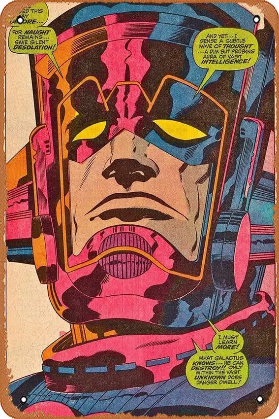 Galactus Comic-Druck-Blechschild für Wand, dekorative Metallschilder, Wohnzimmer, Büro, Studentenwohnheim, Kinderzimmer, Spielzimmer, Kaffee, S