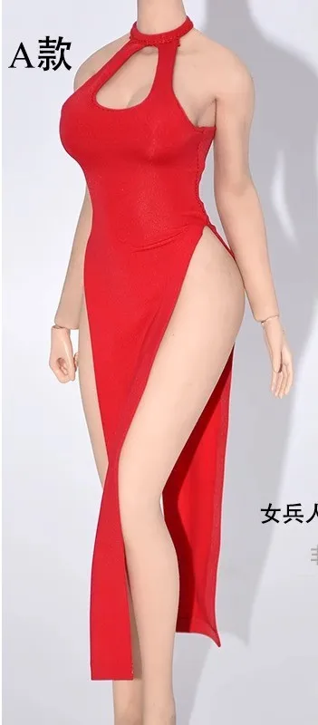 1/6 Scale Soldier Ice Silk Long Cheongsam Model for 12 '' Female