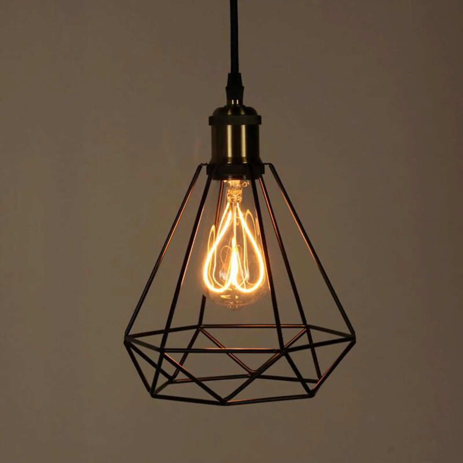 

Wrought Iron Diamond Shape Lampshade Geometric Metal Light Cover for Home Ceiling Wall Lighting Fixtures