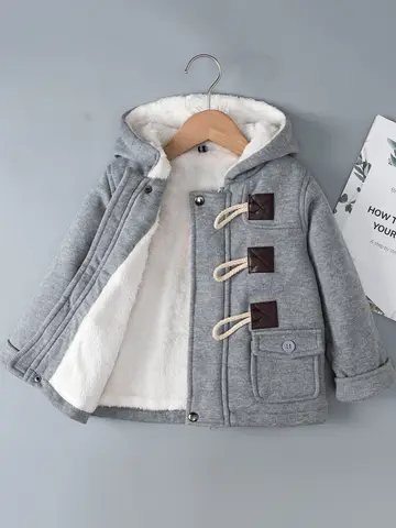 Baby Children Coats Winter Thick Jackets For Boys Warm Plush Thicken Outerwear Fur Hooded Jacket Kids Clothes Snowsuit