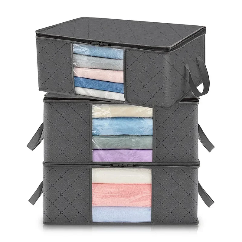 

Cloududa 3pcs Storage Bag Foldable 60L Large Capacity For Clothes Blanket Storage Containers