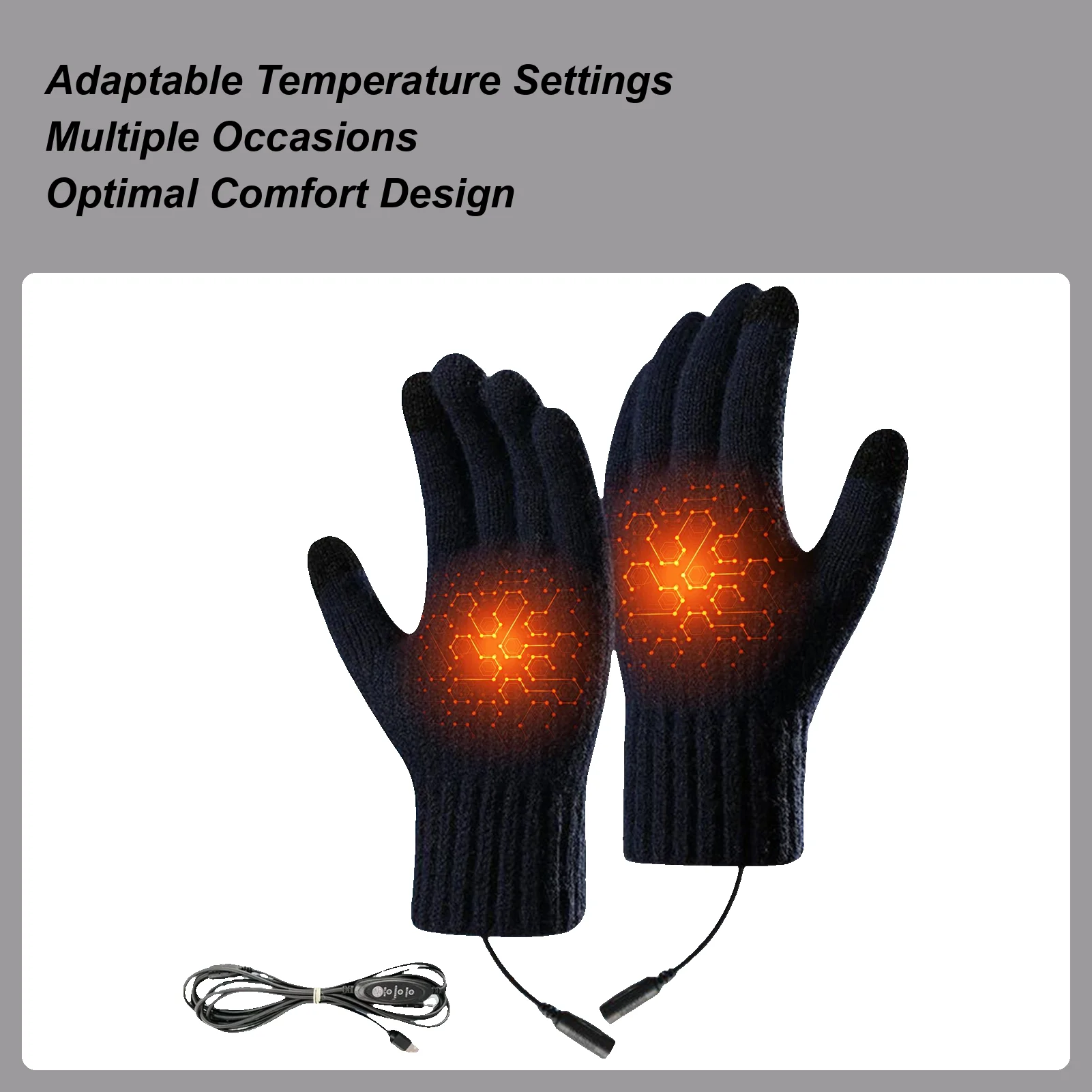 Rechargeable Heated Gloves 3-level USB Electric Heated Gloves Skiing Snowboarding Equipment For Walking Construction