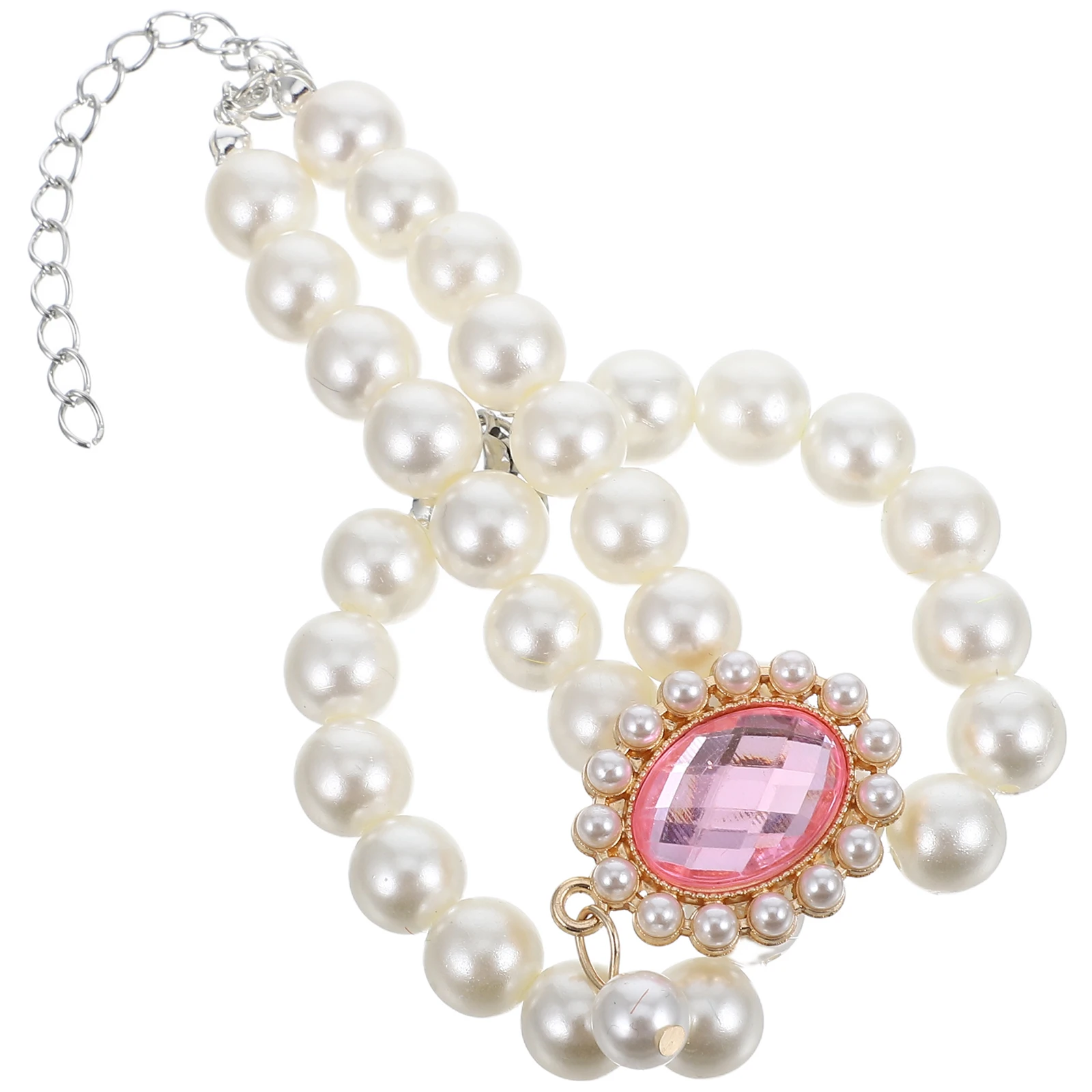 

Pet Pearl Necklace Double Layer Adjustable Size Comfortable Material Jewelry for Dogs Cat Collar Puppy Necklace Dog Chains Small