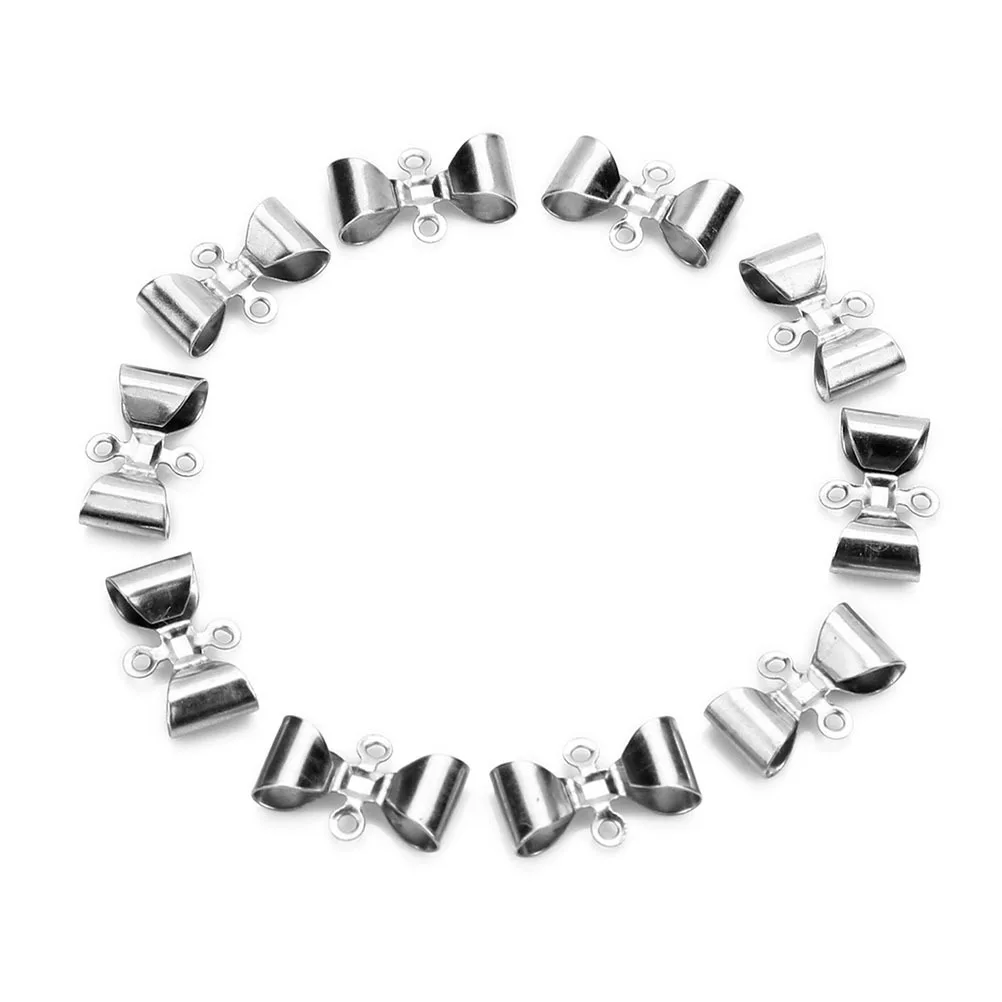 

50Pcs Stainless Steel Bowknot Pendants Jewelry Clasps DIY Necklace Bracelet Connecting Clasps Silver for Jewelry Making